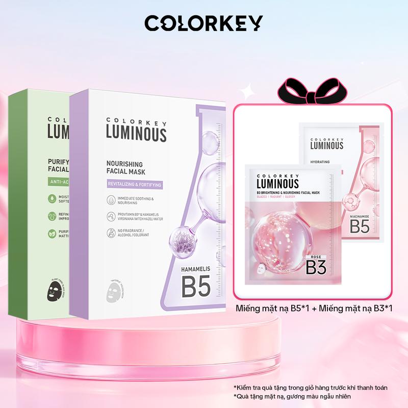   EX.  1 HỘP Mặt Nạ Giấy COLORKEY LUMINOUS Hỗ Trợ Cấp Ẩm PHIÊN BẢN NÂNG CẤP MỚI 10 miếng hộp 