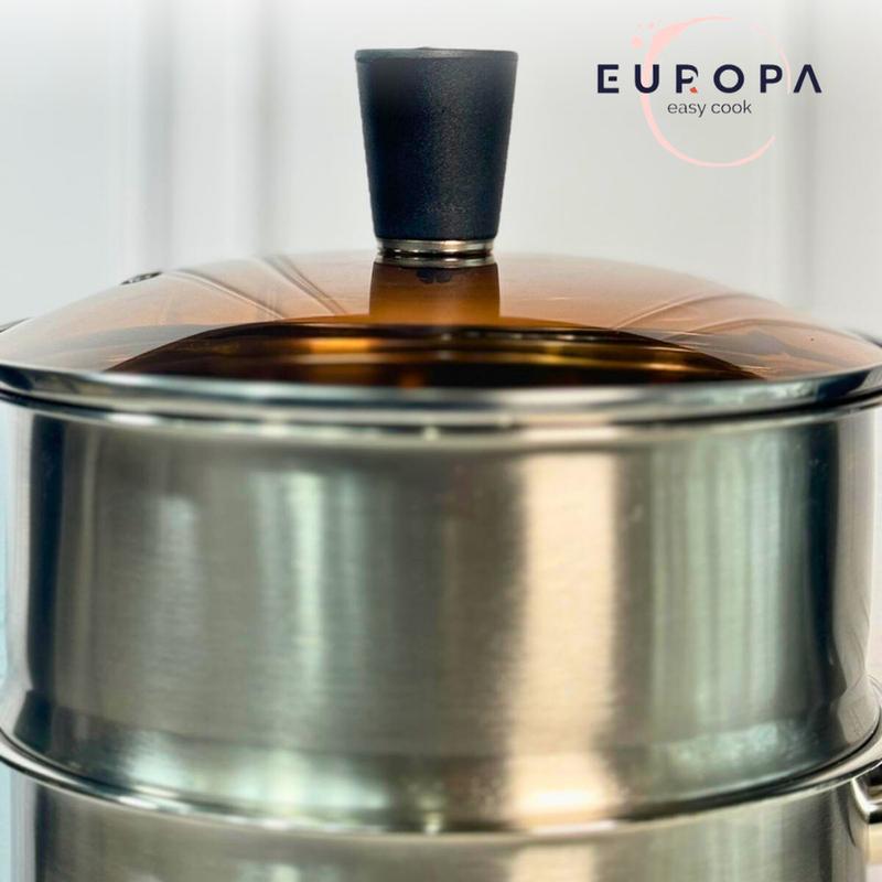 Europa Sauce Pan Stainless 18 cm dengan Kukusan dan Tutup Kaca - Alat Dapur - Kitchenware 5