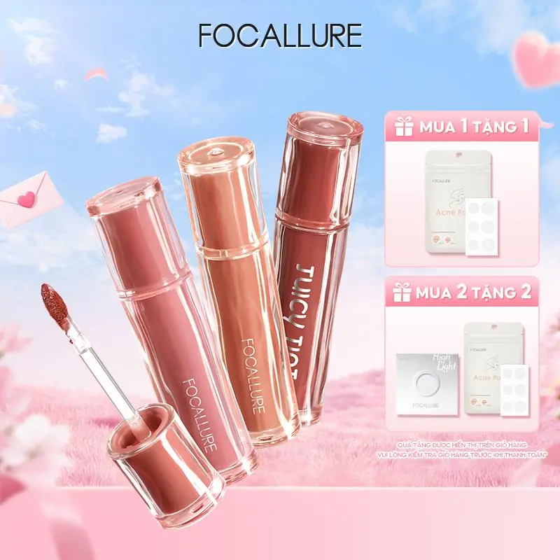 FOCALLURE Pro Stain Son Tint Bóng Hỗ Trợ Dưỡng Ẩm Hỗ Trợ Chống Dính Cốc Có Sắc Tố Màu Cao Cho Môi Trong Trẻo Rạng Rỡ