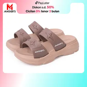 [MACKER'S] 2411 Sandal Slop Karet Wanita Tinggi Tebal Ringan Model Kasual Kekinian Fashionable