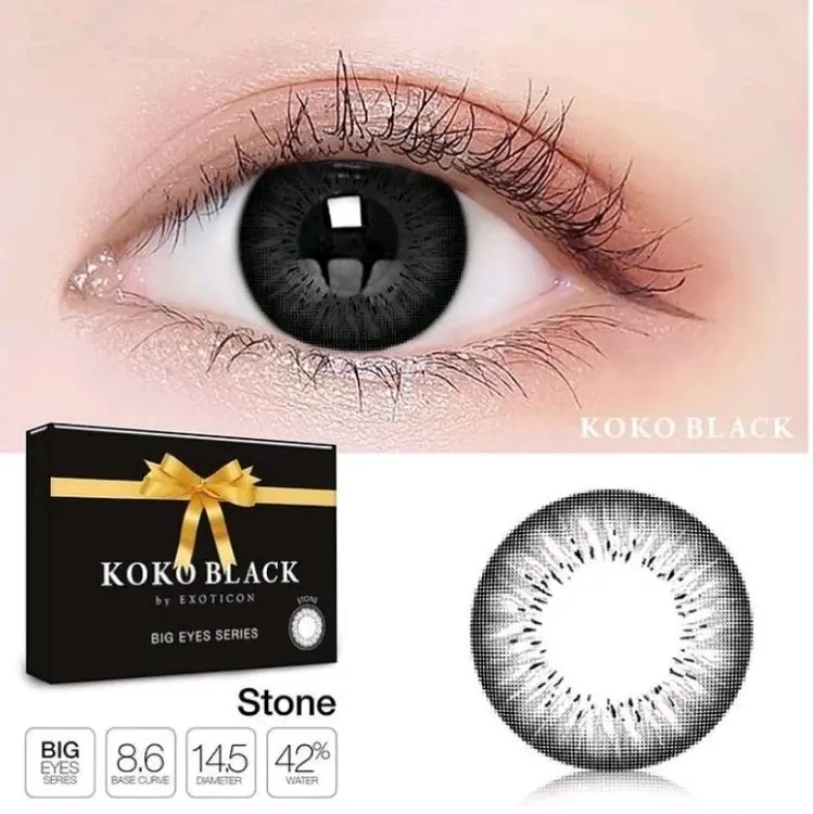 Softlens Koko Black Warna Hitam | Black Dia.14.50mm Normal & Minus (0.00 up to -10.00) Black Series Contact Lens 1