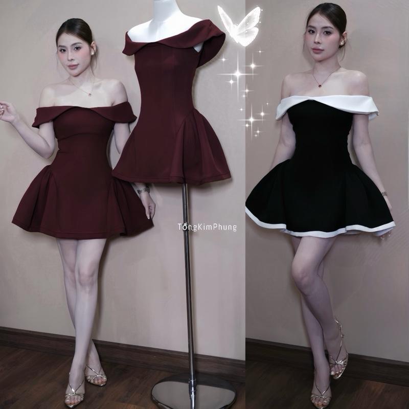 HÀNG CÓ SẴN ĐI LUÔN Đầm Xoè Dự Tiệc Trễ Vai Nhún Eo Phồng Xoè Sang Chảnh có kèm quần
