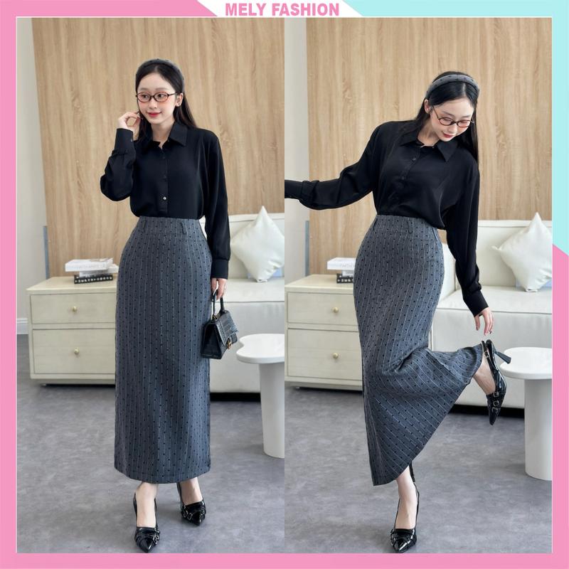 Chân váy suông dài 85cm Mely Fashion cạp cao tôn dáng giấu bụng phong cách trẻ trung đi làm đi chơi có bigsize CV116