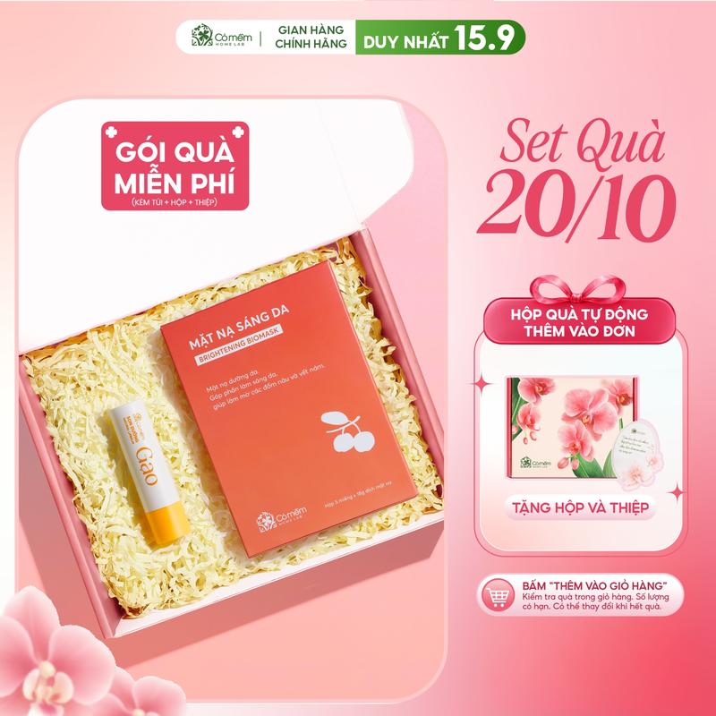 Combo Son Dưỡng Và Hộp 5 Mặt Nạ Chăm Sóc Da Cỏ Mềm - Hộp quà tặng Mẹ, Vợ, Người