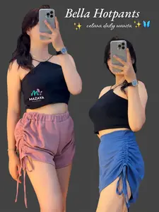 Celana Pendek Korea Wanita Santai Hotpants - Polos Kekinian Variasi Tali Serut Samping