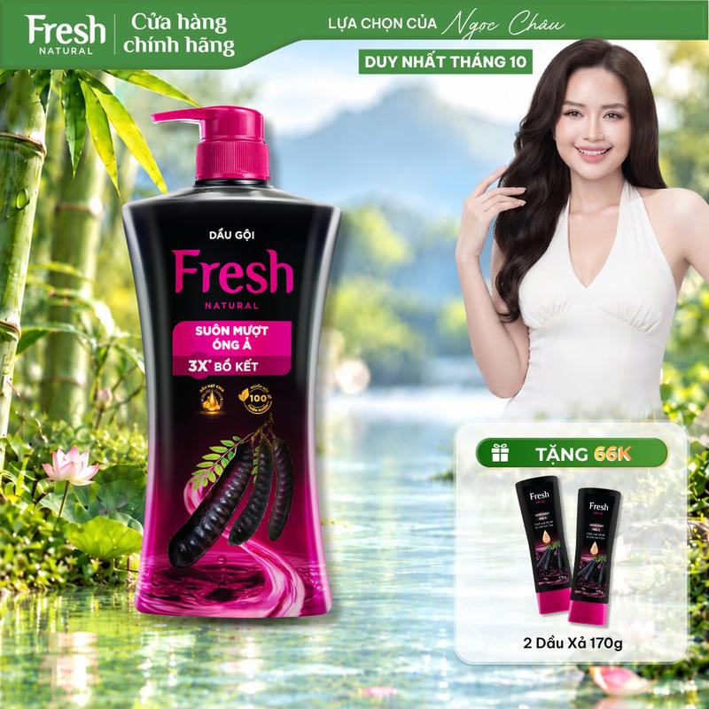 Dầu Gội FRESH Thiên Nhiên 900g Chiết Xuất Bồ Kết Và Hạt Chia Hỗ Trợ Tóc Suôn Mượt, Óng Ả