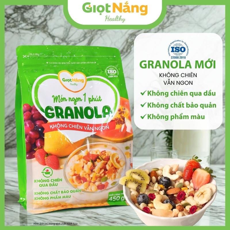Granola Giọt Nắng Mới Không Chiên Giòn Ngon Với Viên Yến Mạch Gạo Lứt Trái Cây Mới Từ Nông Sản Giọt Nắng