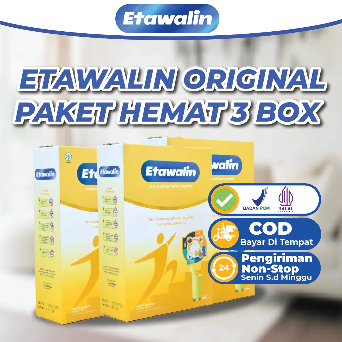 Susu Etawalin Susu Kambing Etawa Bubuk Asli Original Asam Urat Paket 3 Box 200gr