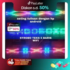Strobo Running Text 5 Baris 12V 24V V1 dengan Animasi dan Pengaturan Teks Via Wi-Fi Lampu 24 Volt Truk Bus 12 Volt Pick Up Car LED