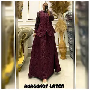 Queenasyari-Setelan Rok Jumbo Ld 120-140 cm Bahan Fukhoro Jaguard Premi Cantik Mewah Adem Muat BB 130 KG Muslim Wanita Dewasa Pesta Kondangan Lebaran Setelan Rok Melayu Jumbo