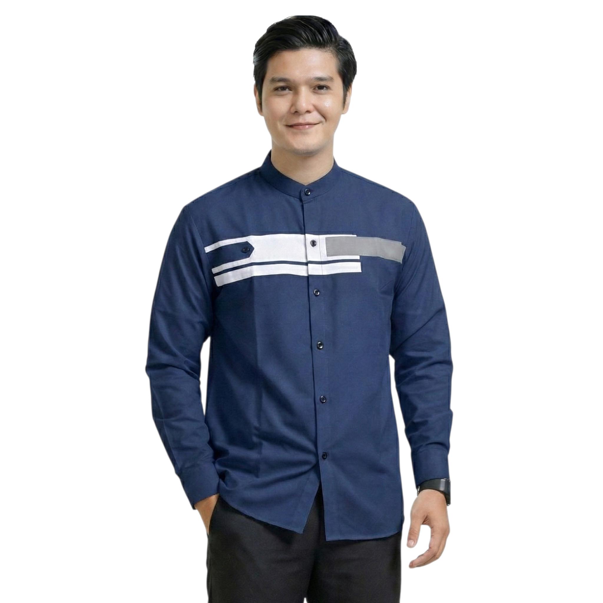 PAKET 2 PCS Baju Koko Pria Lengan Panjang Motif Yordan Hadroh Muslim Dewasa Model Terbaru Kekinian