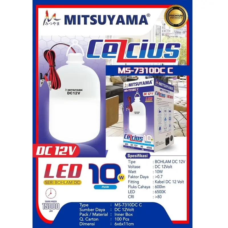 Lampu Bohlam LED DC 12V 10, 20, 30, 40, 50 Watt Mitsuyama Colok Aki - Solar Panel 2