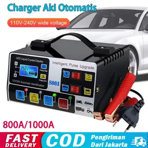 Charger Aki Otomatis Smart Intelligent Auto Repair Mobil Motor Kapal Truck Portable 500A/800A Car