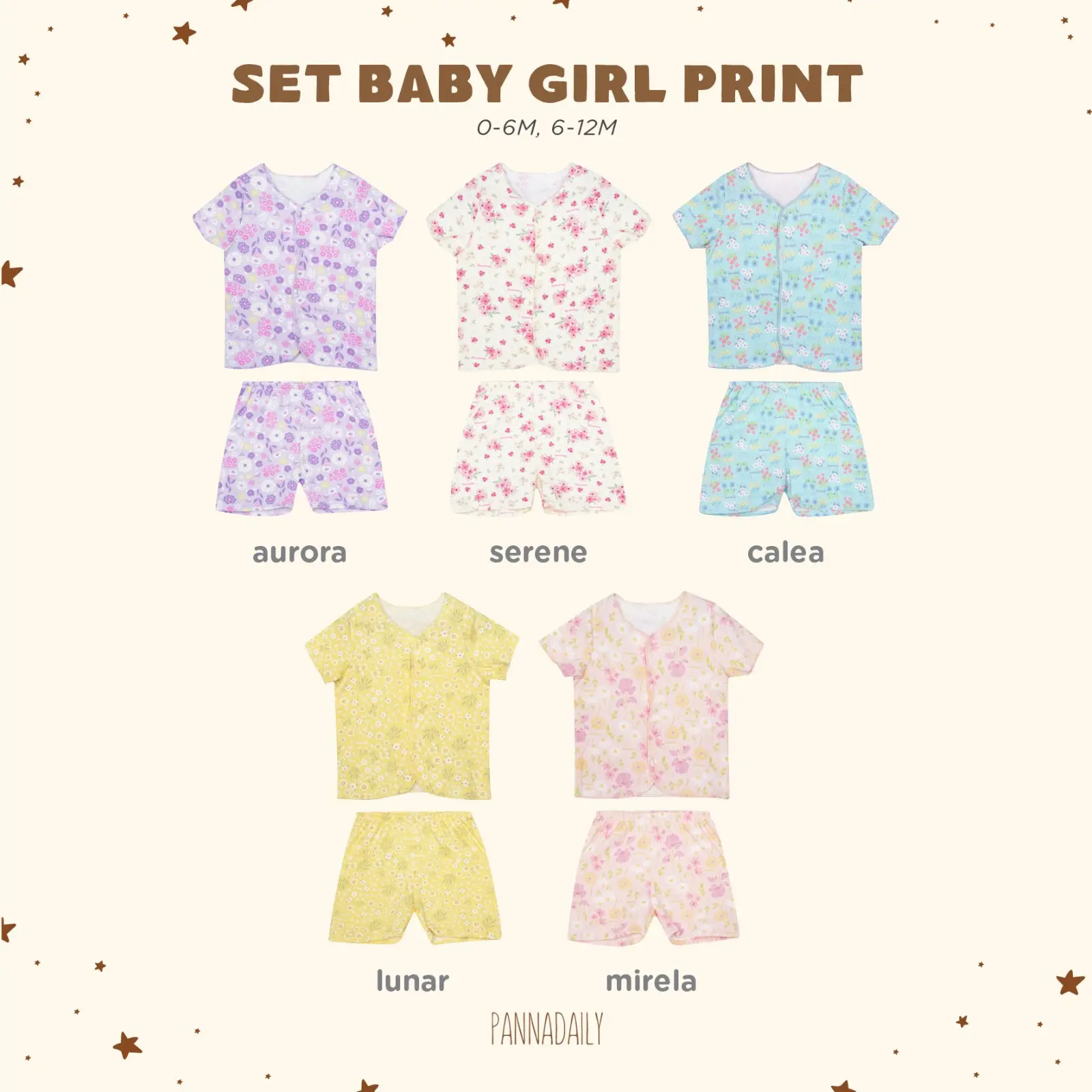 BOHOPANNA - PANNADAILY - SET BABY GIRL PRINT - SETELAN BAYI - BAJU BAYI