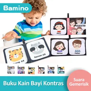 BAMBINO Buku Bantal Bayi Mainan Education Soft Book bayi Buku Kain Bayi Newborn Hitam Putih Cloth Book Anak buku  cerita buku  huruf