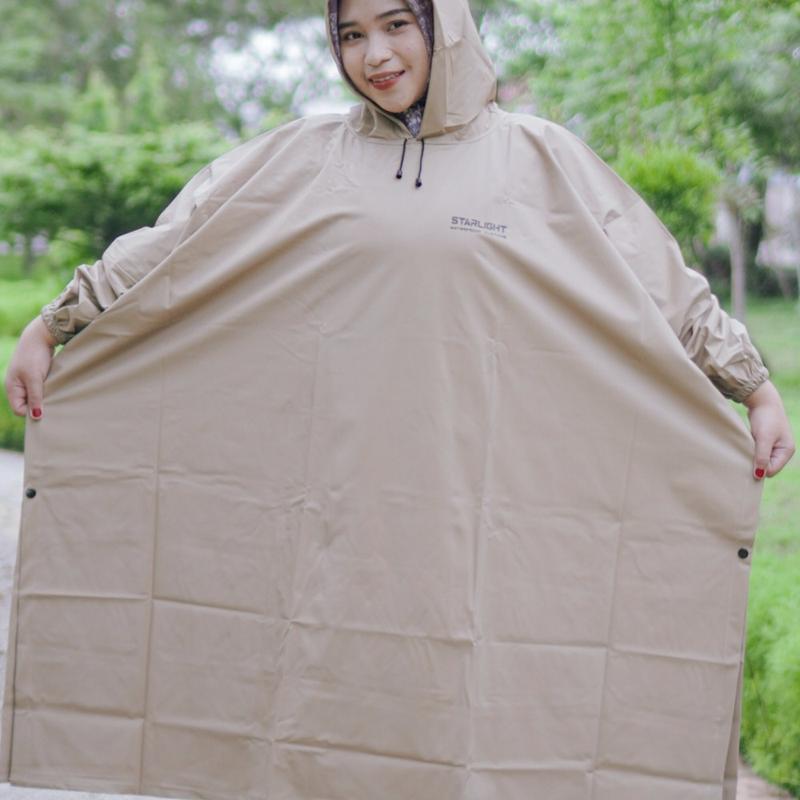 Jas Hujan Starlight Raincoat Tipe Ponco/Kelawar PVC Anti Robek dengan Kancing Knop Ganda 8
