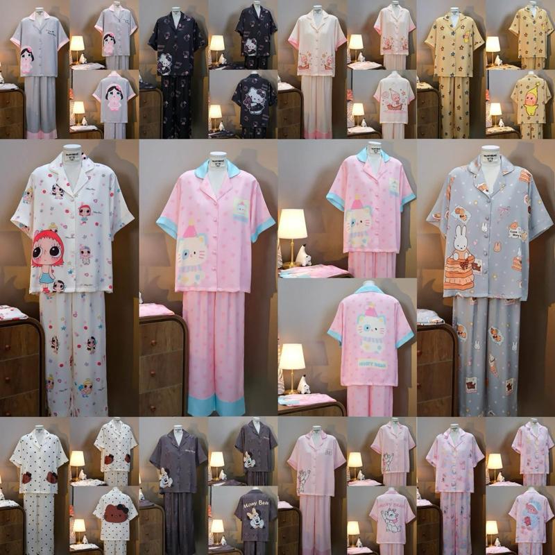 BỘ PIJAMA MONYBEAR TNQD TAY THƯỜNG NHIỀU MẪU - LỤA HÀN CHÂU