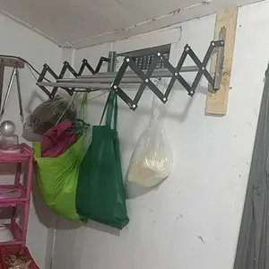 Jemuran Dinding Besi 4 Pipa Portable Lipat Minimalis baju