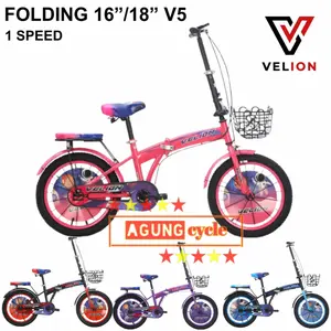 SEPEDA LIPAT ANAK VELION TANGO LALIX 16 18 INCH FOLDING BIKE BONCENGAN KERANJANG