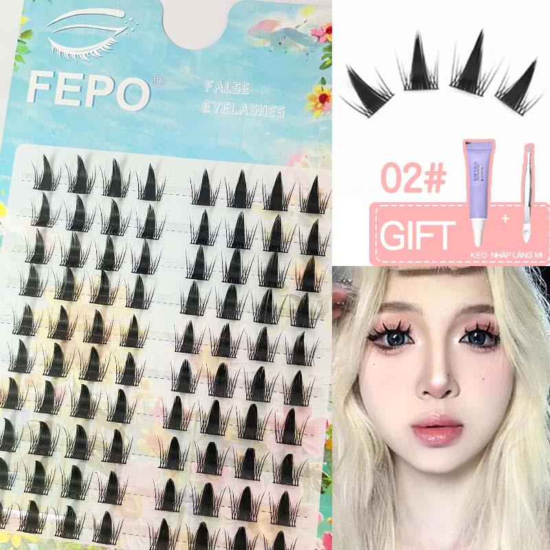 FEPO Lông mi giả 10 hàng thoải mái và không trọng lượng có thể tái sử dụng 10MM-13MM Món quà miễn phí Keo dán lông mi + nhíp
