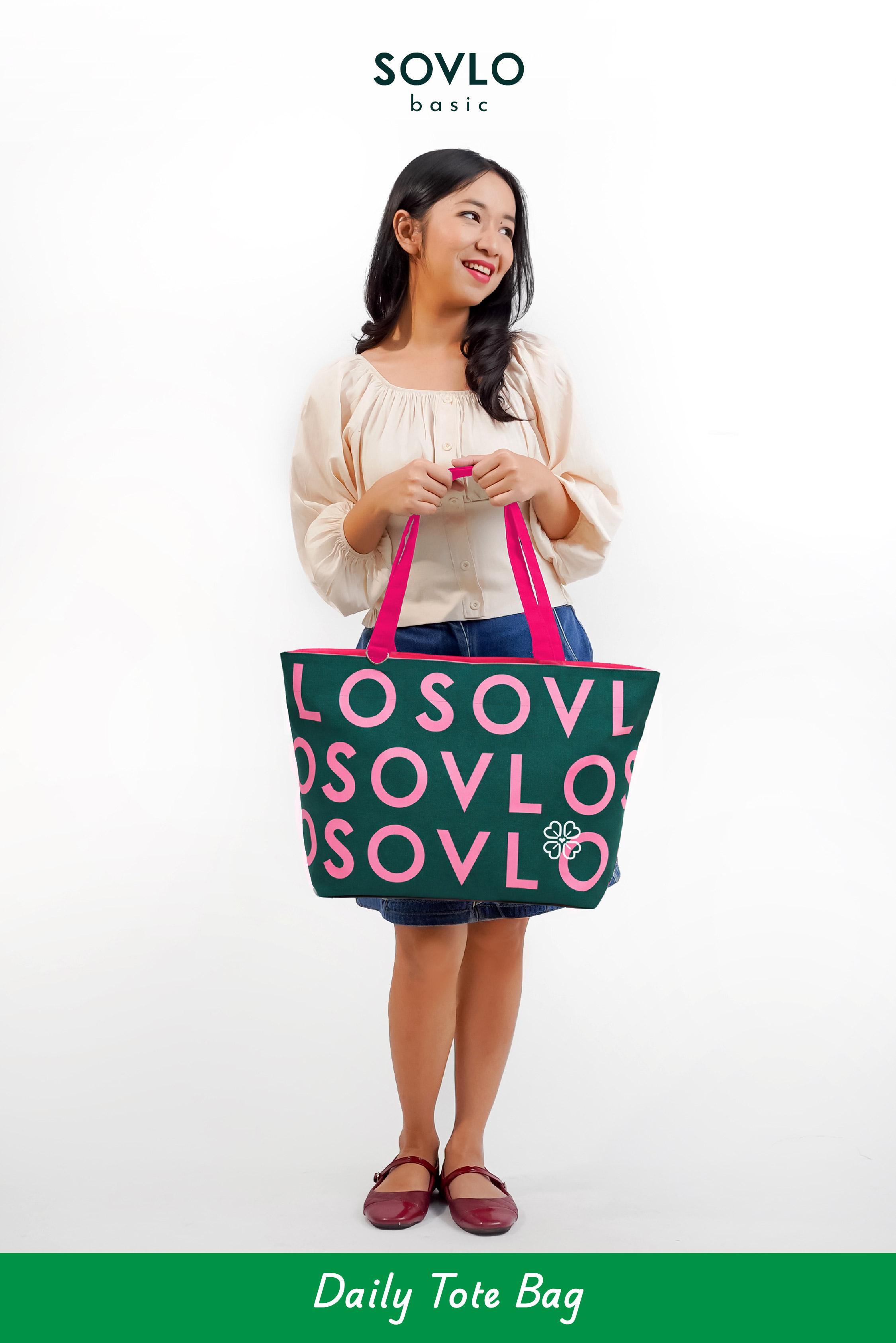 SOVLO Daily Tote Bag Zipper - Tas Kerja Wanita - Tote Bag Kuliah, Kerja,