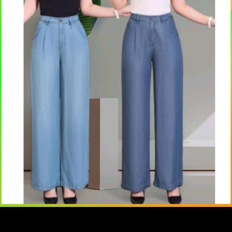 Quần nữ dài ống xuông ,lưng kéo trước sau thun ,vải jean lụa  HQ..2 da ,sang ,xịn ,mềm, mát dũ ko nhăn..