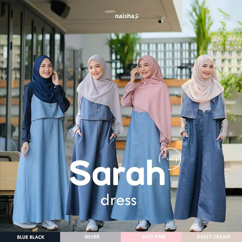 Product Introduction of Sarah Dress 3in1 by Naisha Dress Lebaran 2024 Model Gamis Terbaru Remaja Dress Wanita Busui Frendly Kancing Kerah 49
