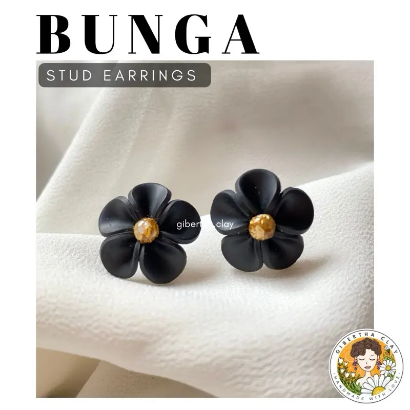 GIBERTHA | BUNGA STUD - Anting Wanita Handmade Clay Earrings / Anting Bunga 6