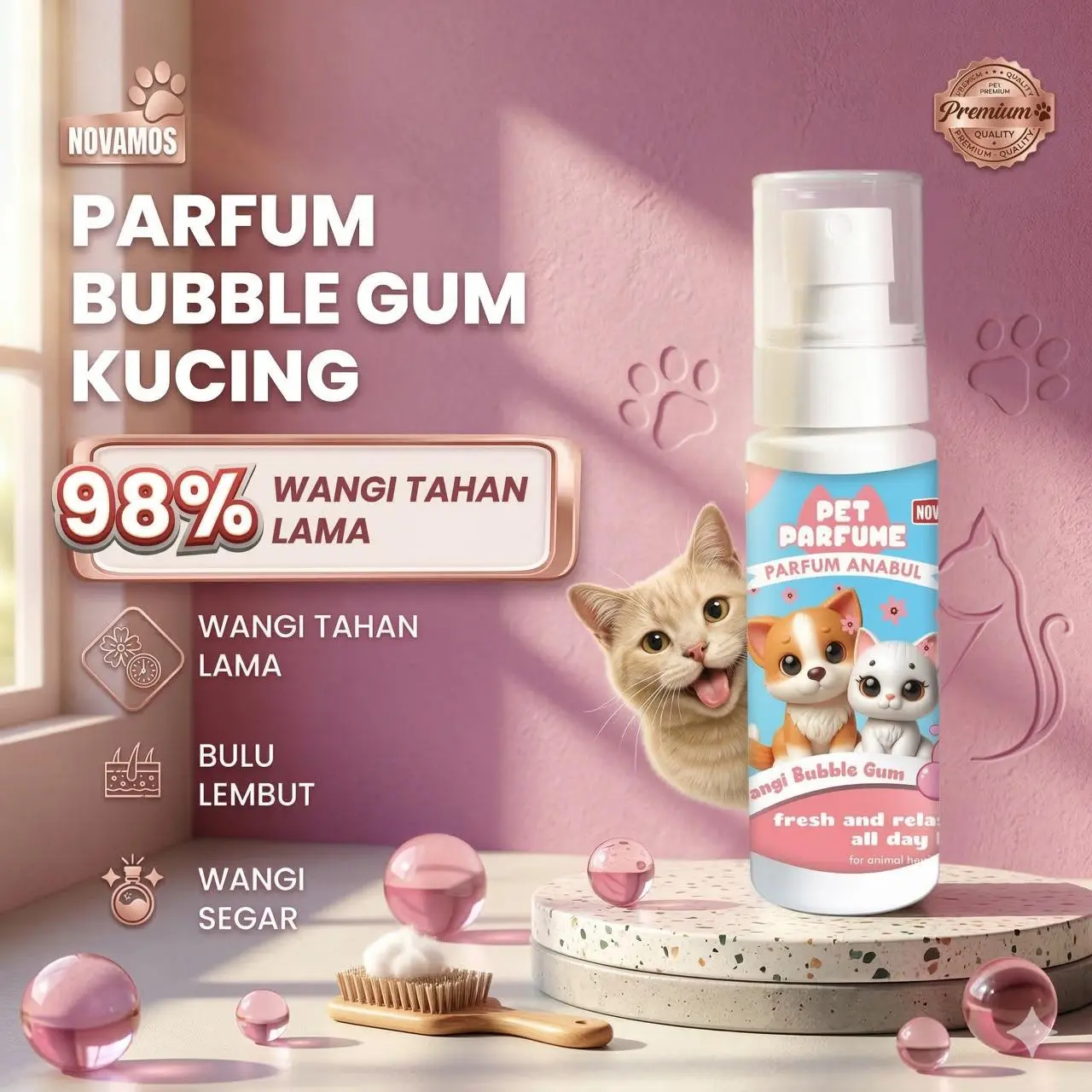 Parfum Kucing Anjing 100ml - Wangi Tahan Lama, Anti Lepek, plus Conditioner Bulu Makin Lembut Pet Cologne Pet Perfume Pewangi Kucing