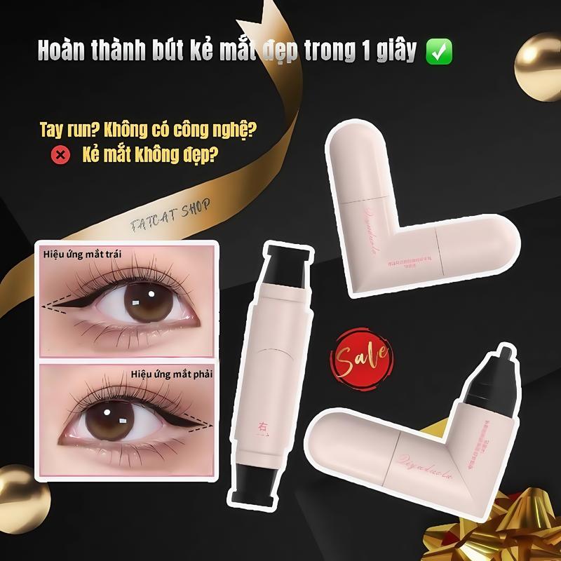 Bút kẻ mắt tự động/Con dấu kẻ mắt tự động, công cụ kẻ mắt nhanh chỉ 1 giây, trang điểm mắt dễ dàng, chống thấm nước và không bị trôi. Vật dụng cần thiết cho người mới bắt đầu, lười và không khéo tay!
