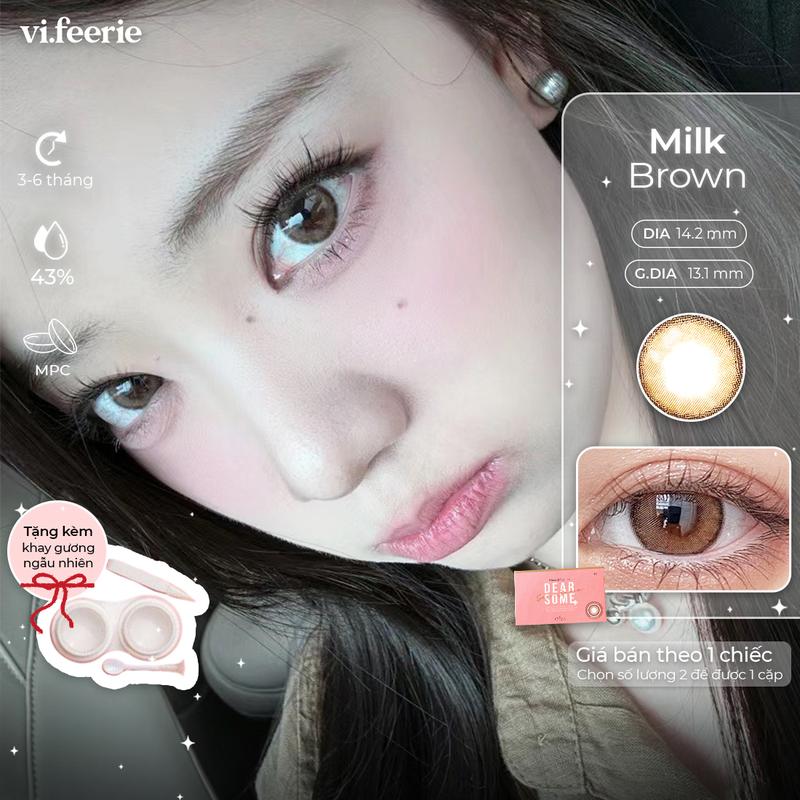(OLOLA) Kính áp tròng - lens nâu trà sữa 6 tháng Milk Brown Lens vi.feerielens