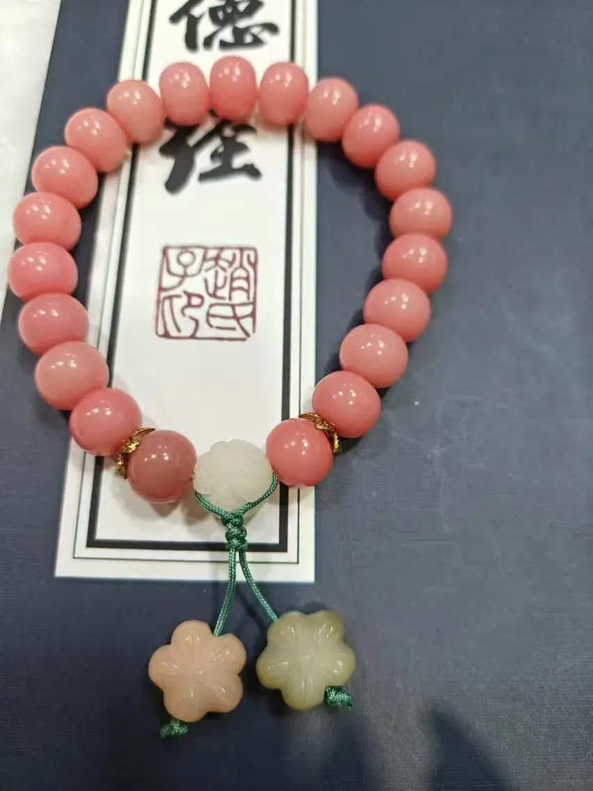 Genuine Bodhi bracelet for women double circle versatile ins small fresh long bracelet peach blossom unpopular niche Buddhist beads