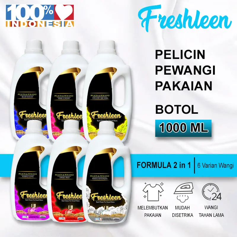 FRESHLEEN Pewangi Setrikaan Laundry Pelicin Setrika Sweet Red 1 Liter Refill 4