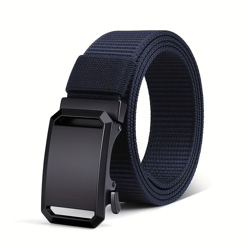 Thắt lưng dệt có khóa tự động unisex, thả nhanh, nhẹ và thoáng khí màu đen; phù hợp cho đi bộ hằng ngày, chạy bộ, tập luyện và phong cách ngoài trời thường ngày; dùng như phụ kiện trang trí.