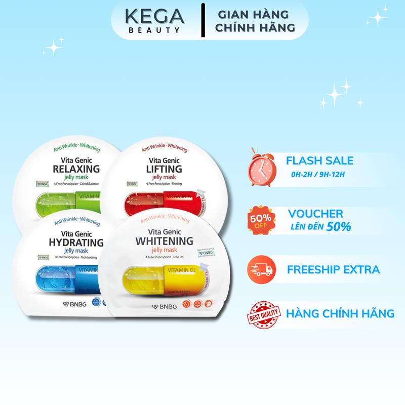 [Lan Anh x KEGA] Hộp 10 Miếng Mặt Nạ BNBG Vita Genic Jelly Mask Sheet 30ml Dưỡng Da Hàn Quốc