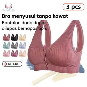 3 PCS Bra Menyusui Kancing Depan Bra Hamil Bra Prenatal Dan Postnatal Katun Nyaman Dan Bernapas 1018bra