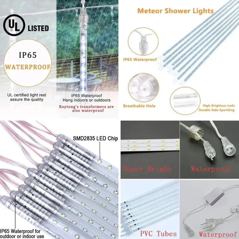 COD Lampu Meteor LED Hujan 50cm RGB 1 set 8 Batang 10 Batang lampu  taman  outdoor 6
