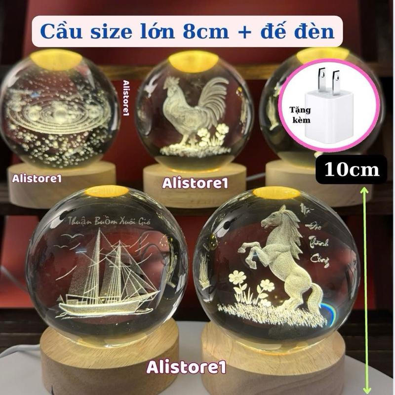 (Tặng kèm phích cắm điện, đế đèn) Quả cầu pha lê 3D 8cm, quả cầu thuỷ tinh 3D, đèn ngủ 3d trang trí nhà cửa, phòng ngủ 12 con con giáp quả cầu hình Phật, Công Giáo