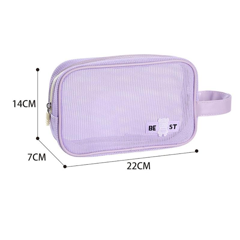 Túi Trang Điểm Lưới, Bền, Dung Tích Lớn, Có Tay Cầm, Túi Đựng Đồ Vệ Sinh Cá Nhân Túi Đựng Mỹ Phẩm Có Khóa Kéo Cầm Tay 3
