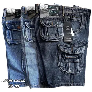 Celana pendek cargo jeans pria bahan tebal tidak luntur size 28-38