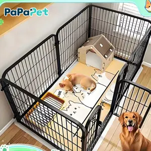 Pagar Anjing Lipat Besi Galvanis Anti Karat Portable Tanpa Bor Mudah Dipasang dan praktis untuk Indoor Outdoor
