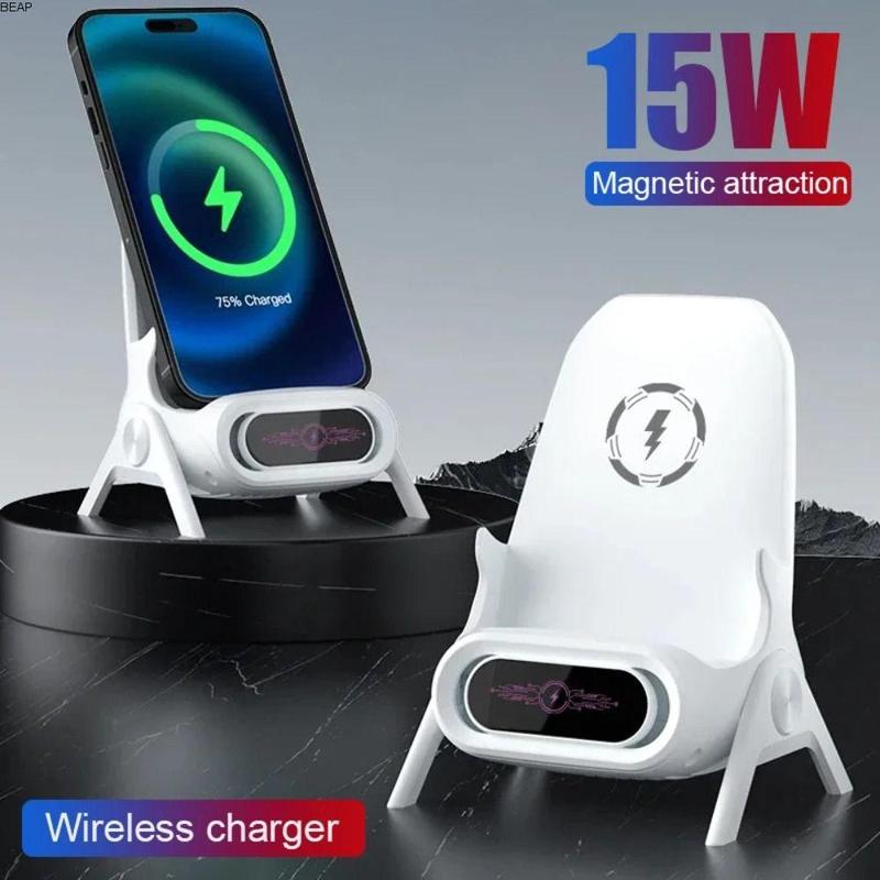 BEAP Trạm dock 15W Sạc điện thoại từ không dây Sạc nhanh Với 3 đầu từ Bộ sạc điện thoại hình ghế Có thể cắm Phổ thông Giá đỡ điện thoại Xem phim