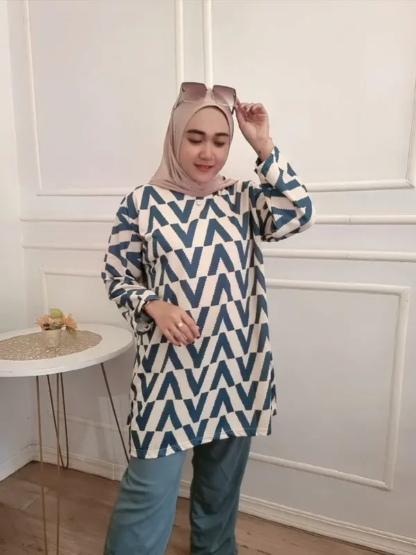 ld 120 setelan wanita tangan 7/8 bahan voxy 3
