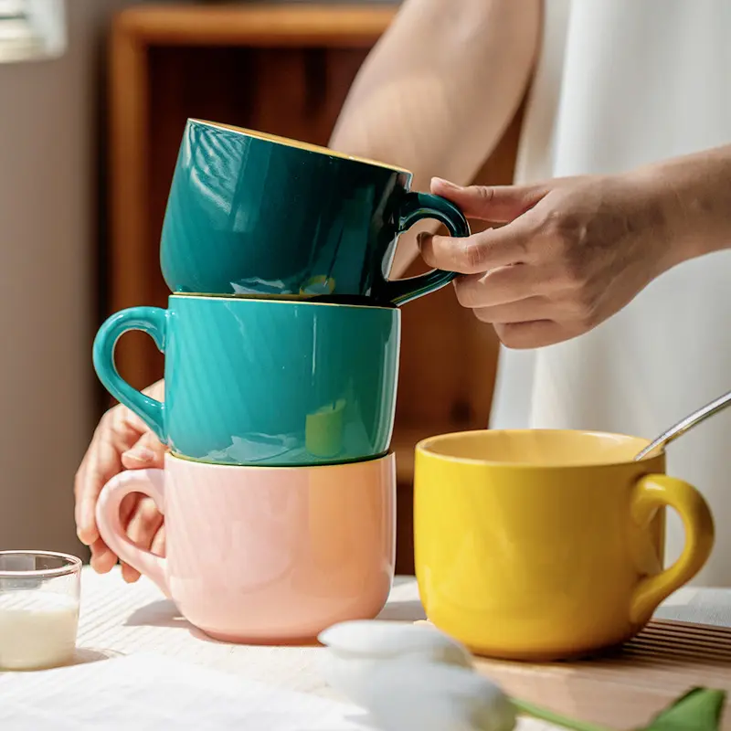 Big Ceramic Mug 680ml Large Capacity Breakfast Milk Office Tea Bowl Cup.Gifts for Friends and Family.