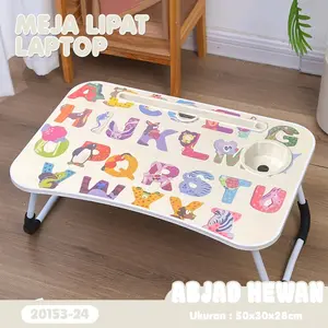 Meja Belajar Anak Lipat Laptop Abjad Hewan 20153-24 Ukuran 50x30x28cm Desain Huruf dan Hewan Lucu