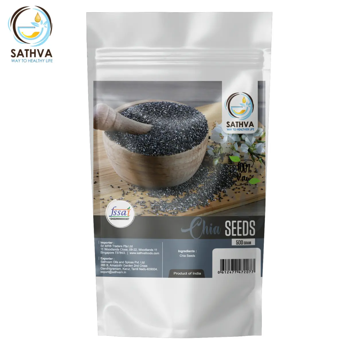 Sathva Premium Chia Seed 500g Fiber Snack