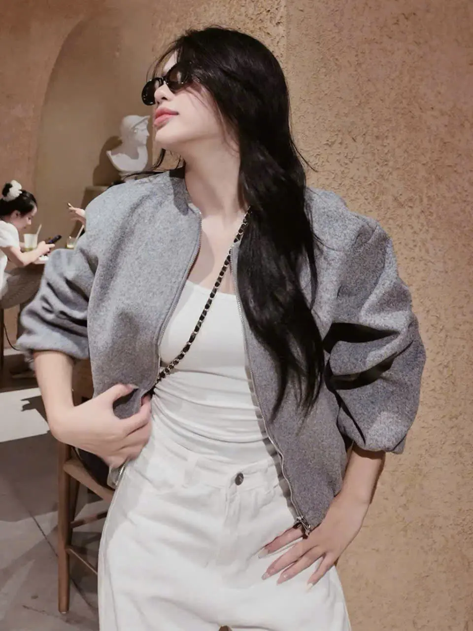 Áo Khoác Dạ Bomber Nữ Dài Tay Bo Gấu Khóa Kéo Dáng Bồng Phong Cách Thiết Kế Thời Trang Hàn Quốc Form Rộng , Áo Dạ Nữ ULzzang | BigBuy360 - bigbuy360.vn