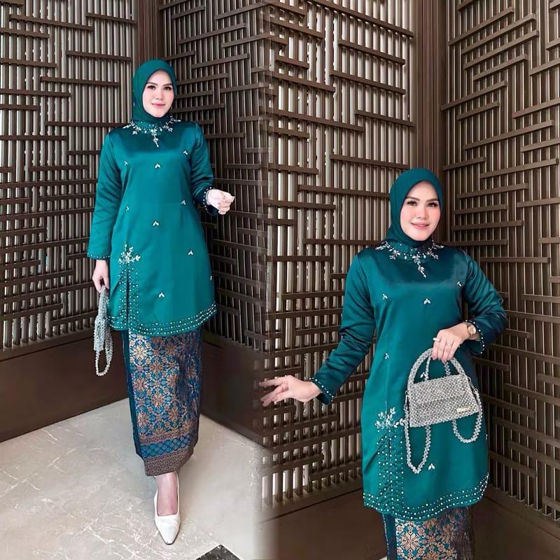 FREE KERUDUNG Setelan Kebaya Terbaru Set Kebaya Melayu Payet  Kekinian Kebaya Kondangan Pakaian Malayasia BY Wrbsn Oshop Dress Motif Atasan Baju Wanita Wisuda Pesta basiba kurung