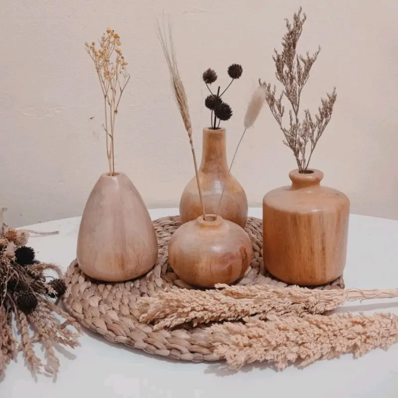 Vas Bunga Kayu Aesthetic / Vas Bunga Kering / Vas Kayu Mahoni / Dekorasi Estetik 1