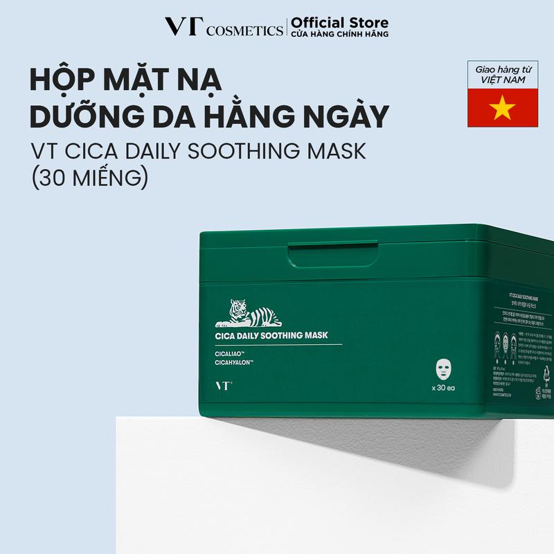 [VT Cosmetics] Hộp mặt nạ dưỡng da hằng ngày VT CICA DAILY SOOTHING MASK (30 miếng)